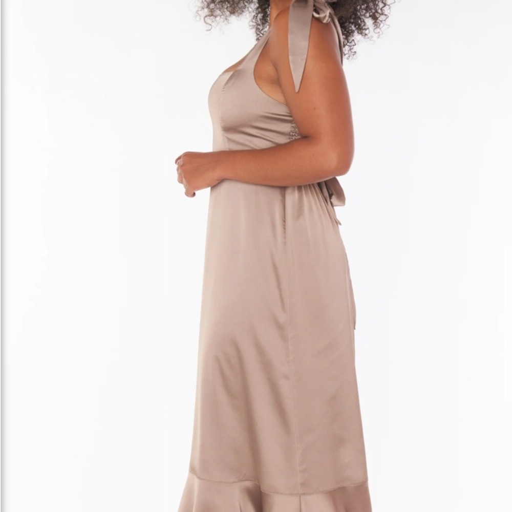 Show Me Your MuMu Champagne Claire Satin Dress (NWT)